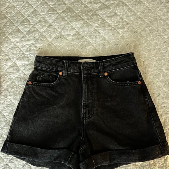Mango Black Denim Mom Jean Shorts SIZE 2 (EUR34) - Picture 2 of 4
